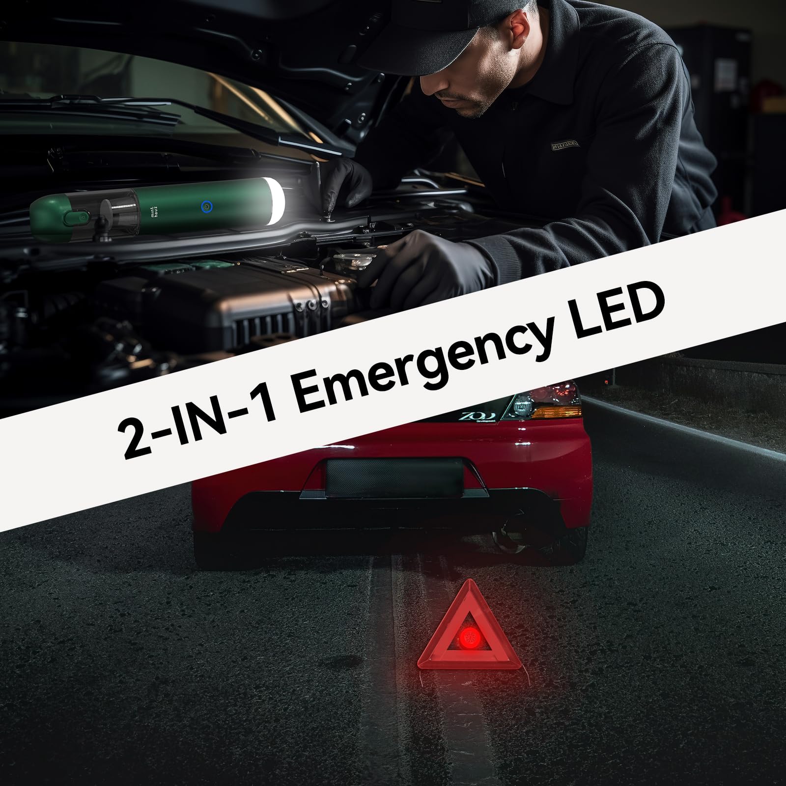 Minthouz Aspirapolvere per auto senza fili, potente, 17000Pa, 3 in 1, portatile, ricaricabile, 120 W, con soffiatore e luce, aspirapolvere manuale portatile per auto/casa/tastiera (verde)