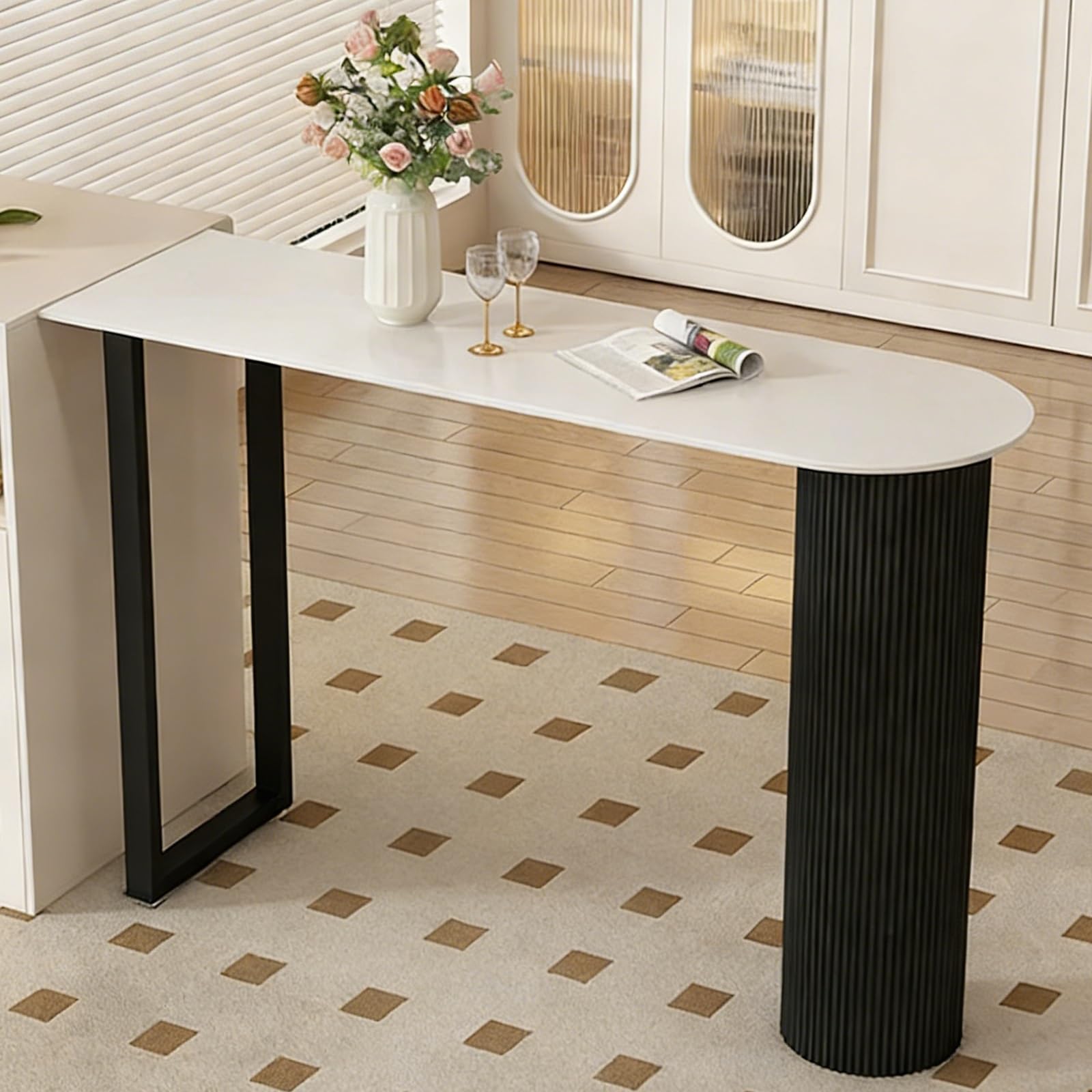 Penisola Cucina Piano Lavoro, Tavoli Bar Alti, Multiuso per Ristorante, Caffetteria, Piccoli Spazi, Facile da Montare(100x105x50cm/39x41x19inch)