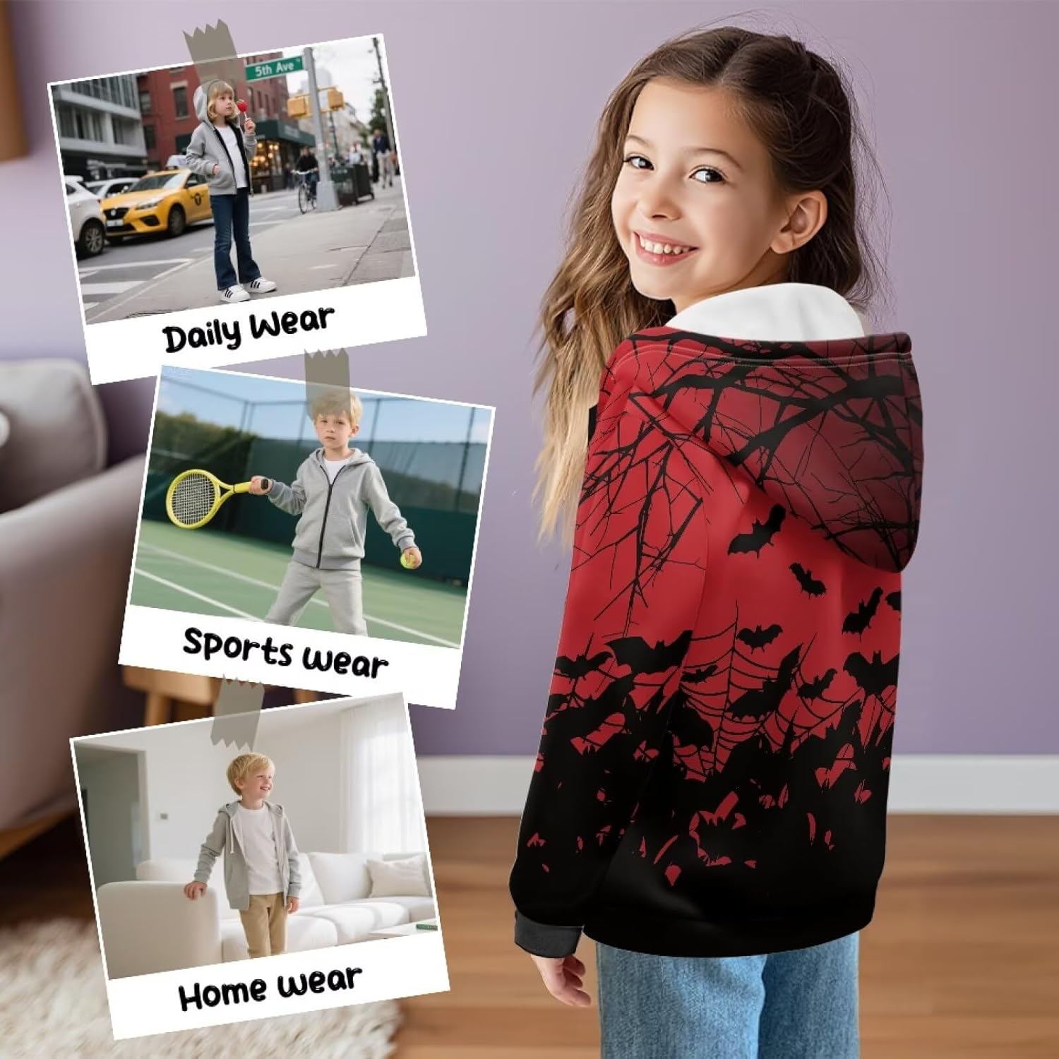 Teens Girl Zip Up Hoodies Casual Hooded Sweatshirt with Pockets Soft Lining Long Sleeve Jacket for Fall Winter S-XL
