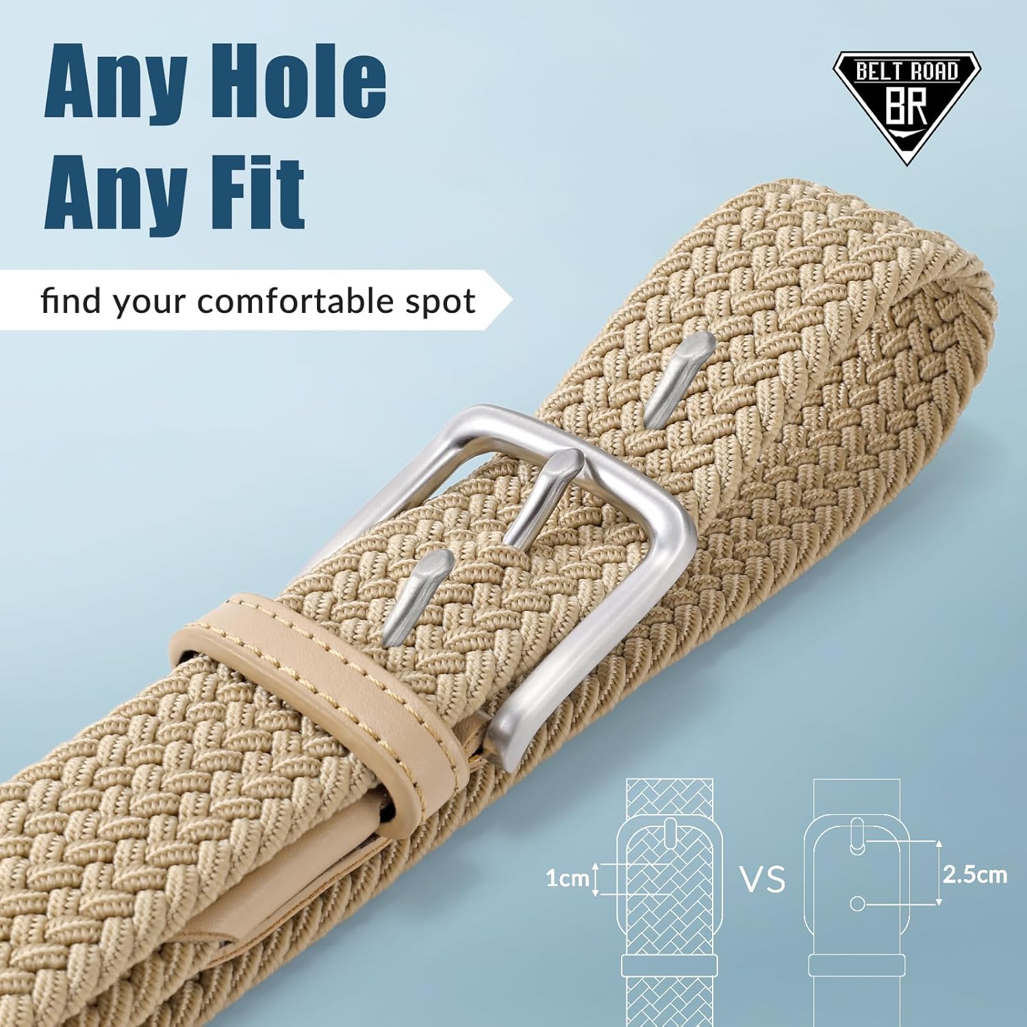 BELTROAD Elastic Braided Belt Men - Multicolored Woven Belt for Golf Work Casual, Stretch Comfort for Jeans Pant Shorts - Image 4