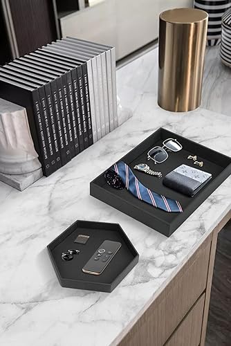 Miniatura 5 de Gurfuy Bandeja organizadora de 2 juegos con 11 compartimentos ajustables, organizador de cajones de piel sintética con divisores extraíbles para