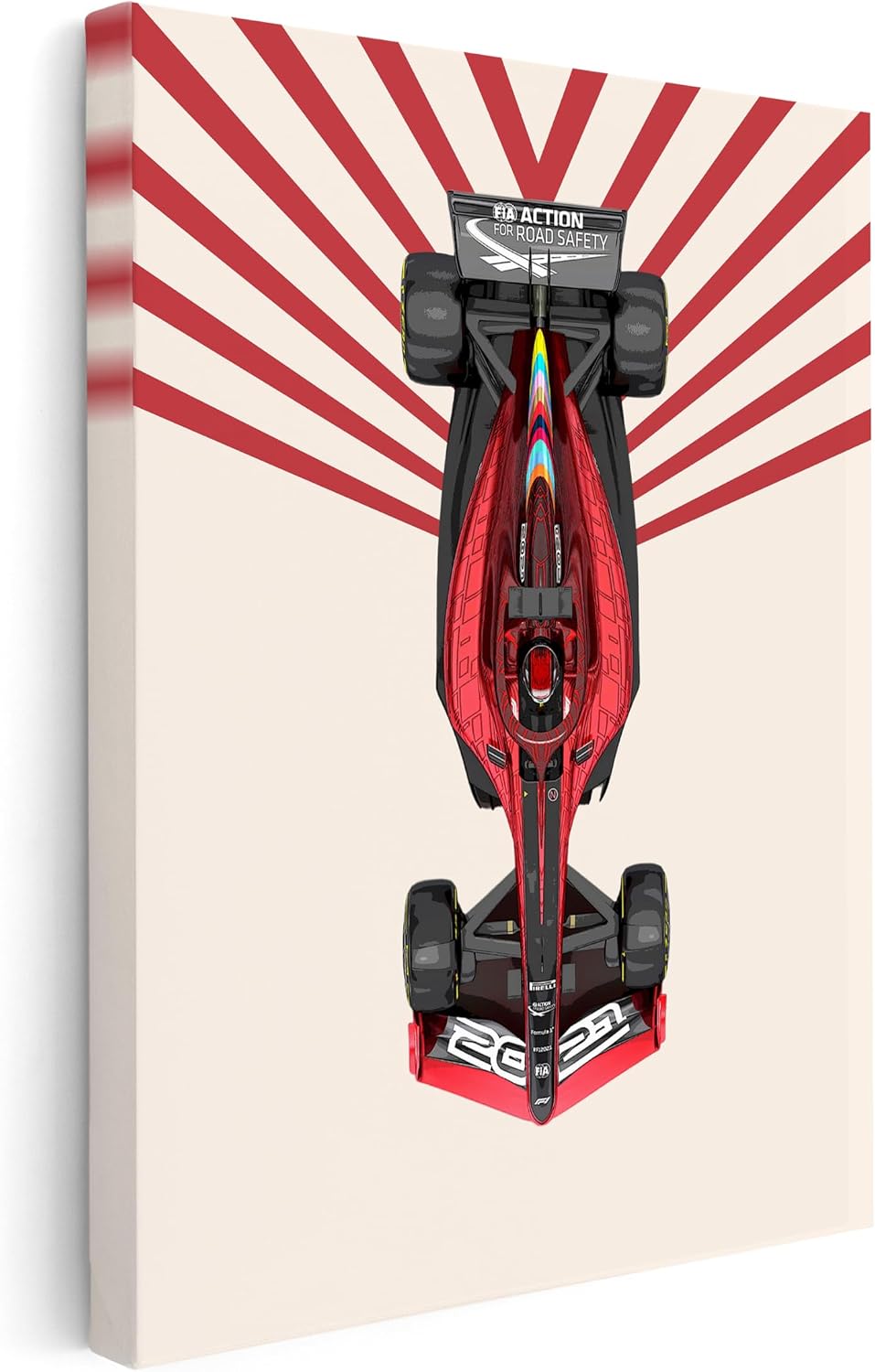 Poster Master Sports Canvas - Race Car Print - Racing Art - Gift for Men, Women & Car Enthusiast - Minimal Art - Great Wall Decor for Office, Dorm or Garage - 8x10 STRETCHED Canvas