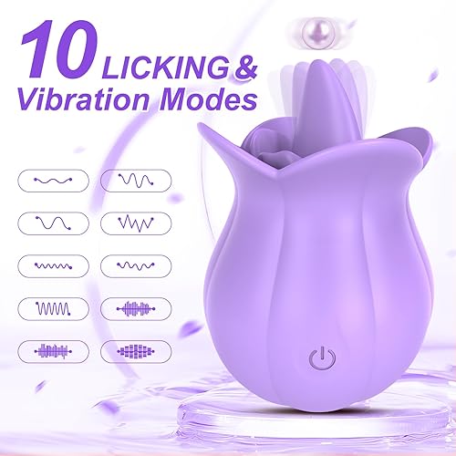 Miniatura 2 de Vibrador de lengua, juguete sexual de rosa para mujeres, clítoris y lamedor de pezón, estimulador de clítoris con 10 lamiendo la lengua y vibración,