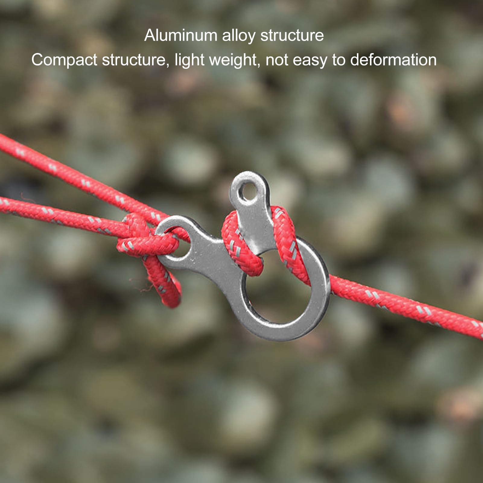 Buachois Camping Rope Buckle Tensioner, 10pcs 3 Holes Rope Tensioner Line Cord Tightening, Aluminium Alloy, Anti-Slip - Image 2