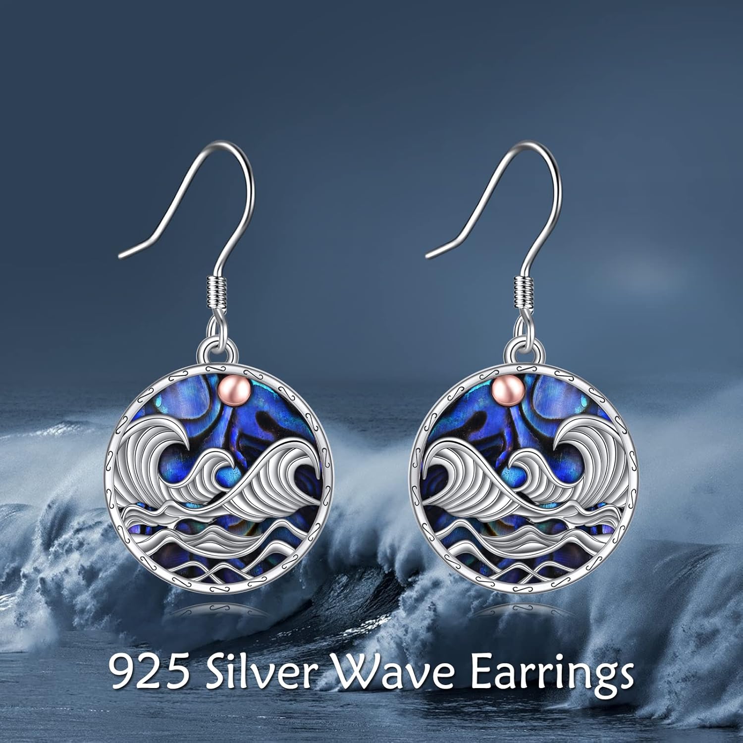 YFN Ocean Wave Dangle Earrings for Women Sterling Silver Abalone Shell Beach Jewelry for Women Sea Gifts (Abalone)