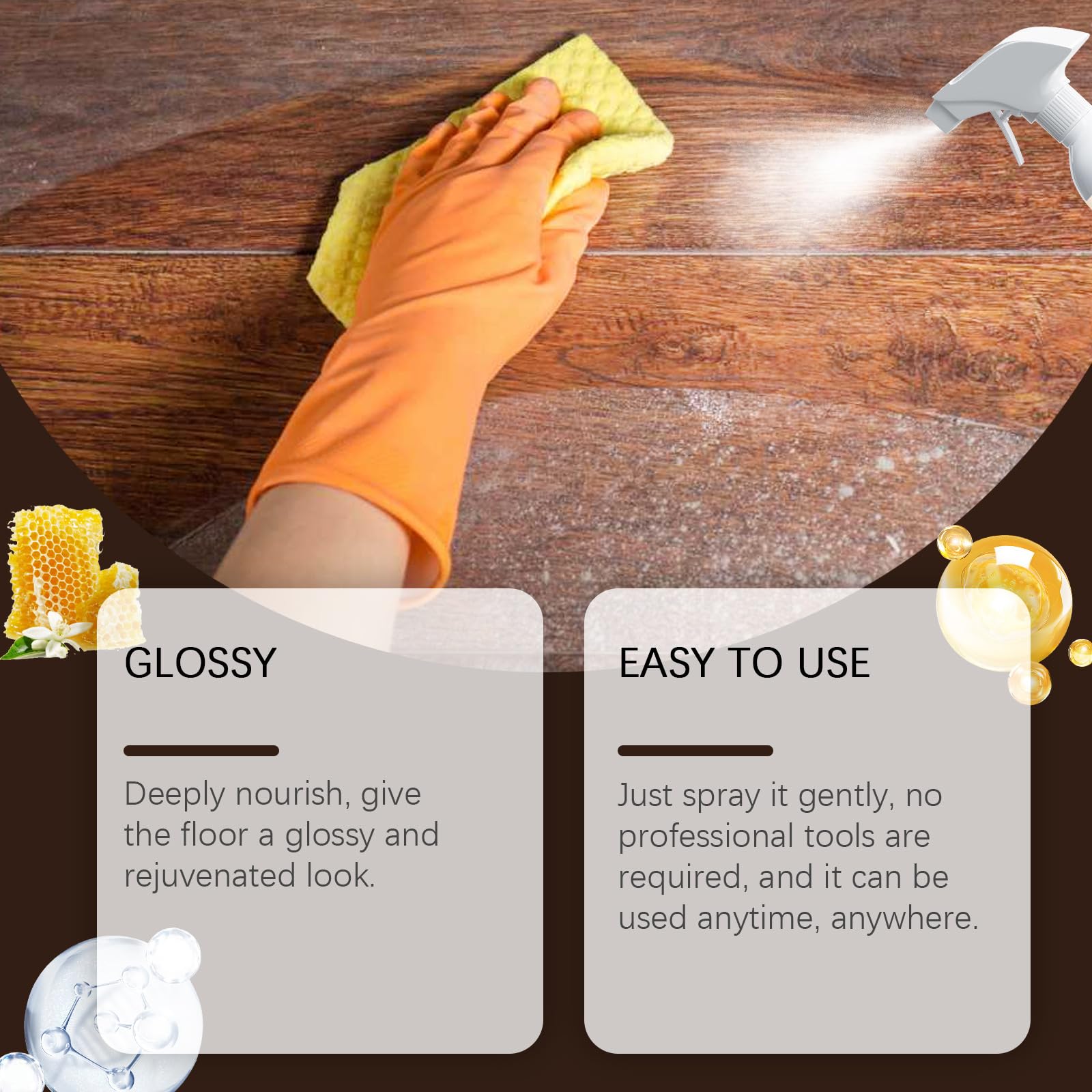 Abrillantador y limpiador de muebles de cera de abeja, madera dura, pequeños arañazos y capa protectora, protector de suelo, restaurador de cera de madera multiusos para el suelo, potenciador de