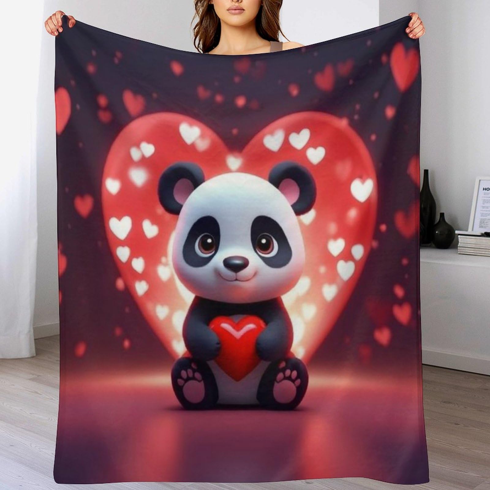 Couverture panda en flannel douce, une idée de cadeau idéale pour lit