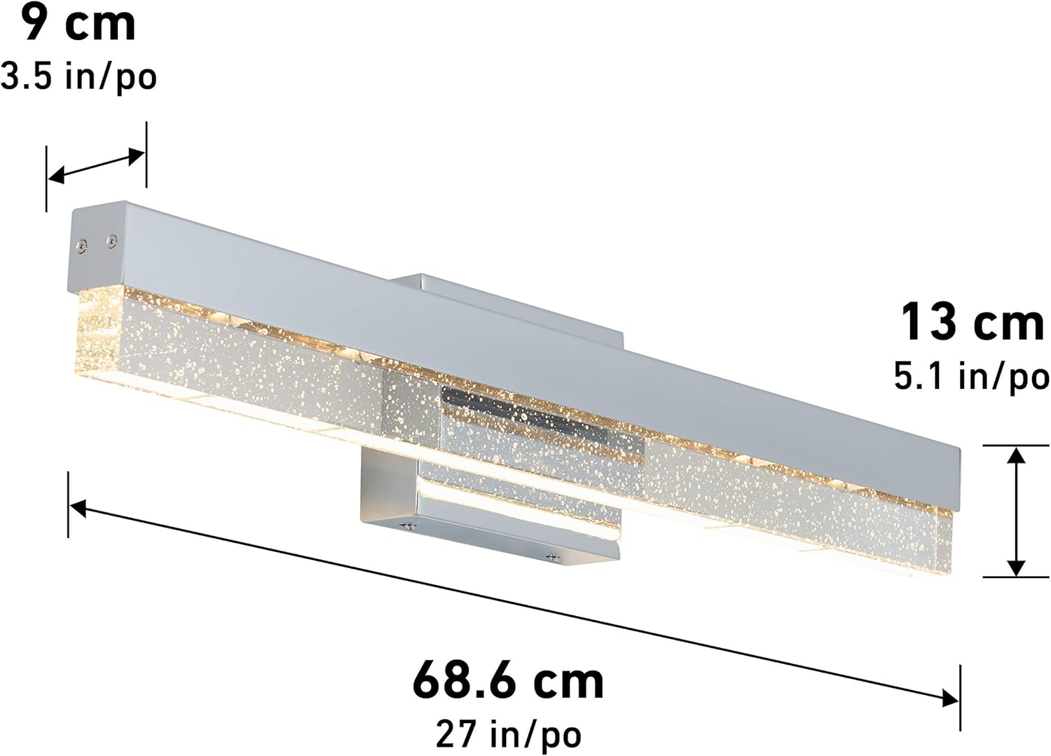 artika Bubble Bar 23W Integrated LED Modern Vanity Light Fixture, Chrome Finish - Ideal for Bathroom Lighting -1300 Lumens, 3000 Kelvin, No Bulb Required