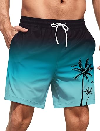 Lzzidou Men Swim Trunks with Mesh Liner 5 Inch Inseam Board Shorts Quick Dry Bathing Suit