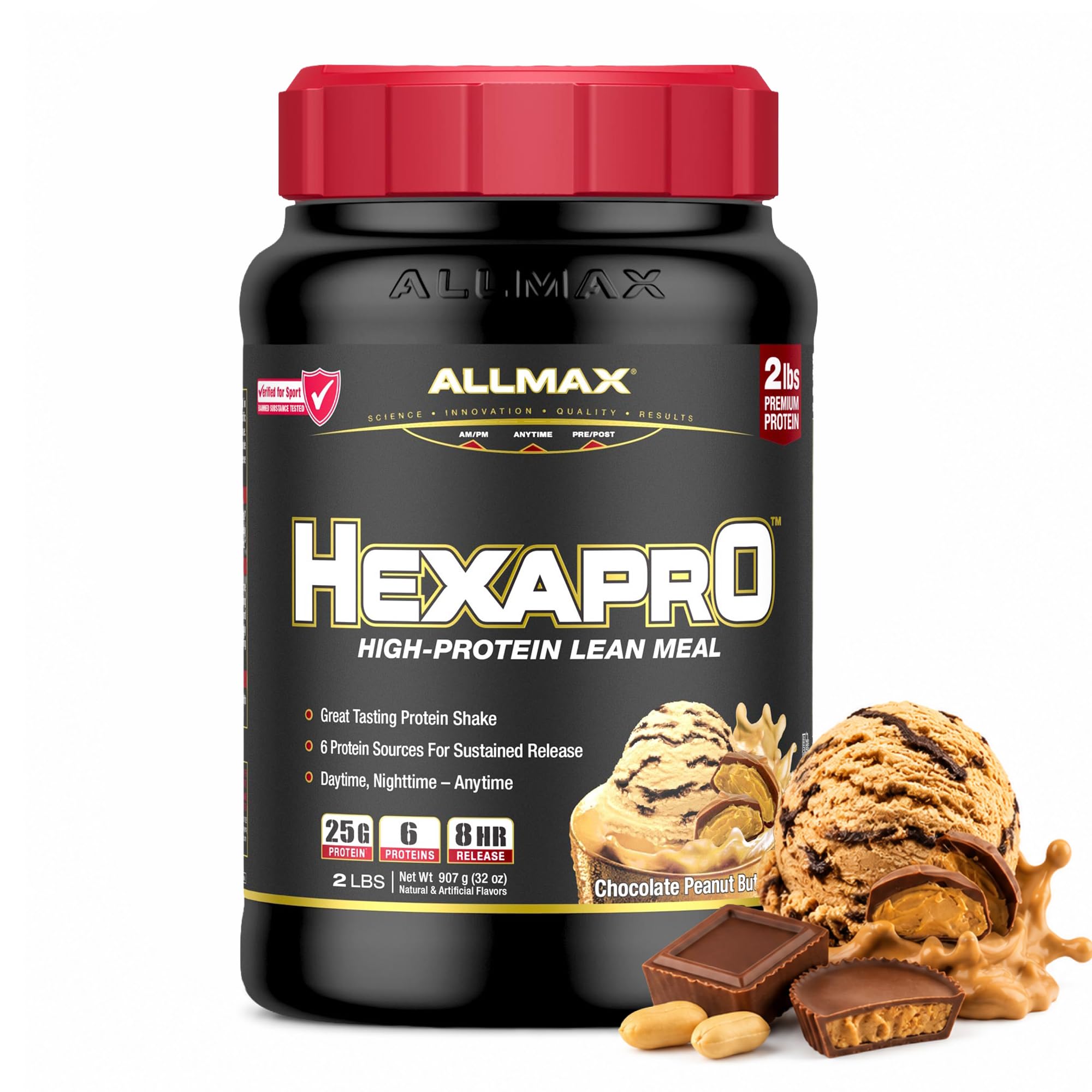 ALLMAX HEXAPRO Protein Powder, Chocolate Peanut Butter, 2 lb, 21 Servings Chocolate Peanut Butter 2 Pound (Pack of 1)