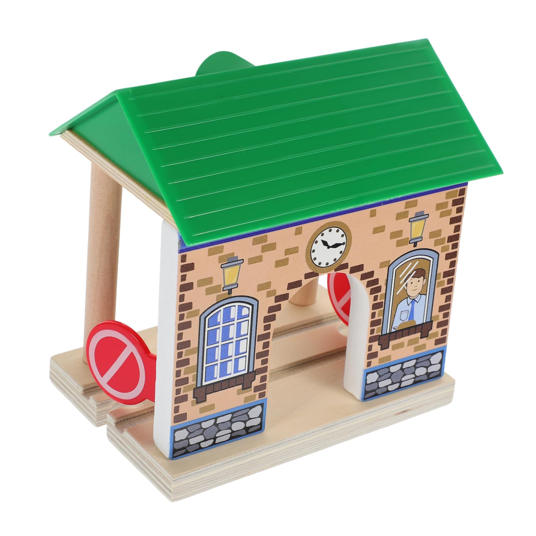 IMIKEYA de Gare décoratif Voie ferrée Trains de Station de Jeu modèle de Station de Simulation de Gare pour Les Enfants modèle de de Bricolage de Bois