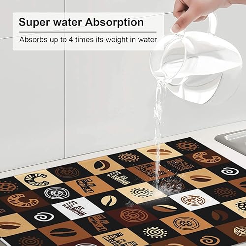 Miniatura 6 de Tapete de secado de platos de café de celosía para encimera de cocina, extra grande, absorbente, microfibra de secado rápido, accesorios de 18 x 24