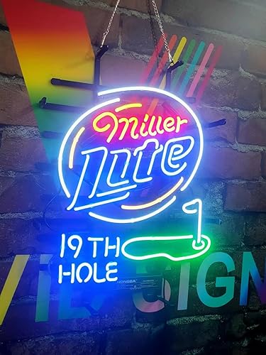 Miniatura 2 de Queen Sense Millers Lite - Letrero de neón con agujero de 19 pulgadas, 20 x 16 pulgadas, para bar, bar, bar, cerveza, regalo, lámpara de neón