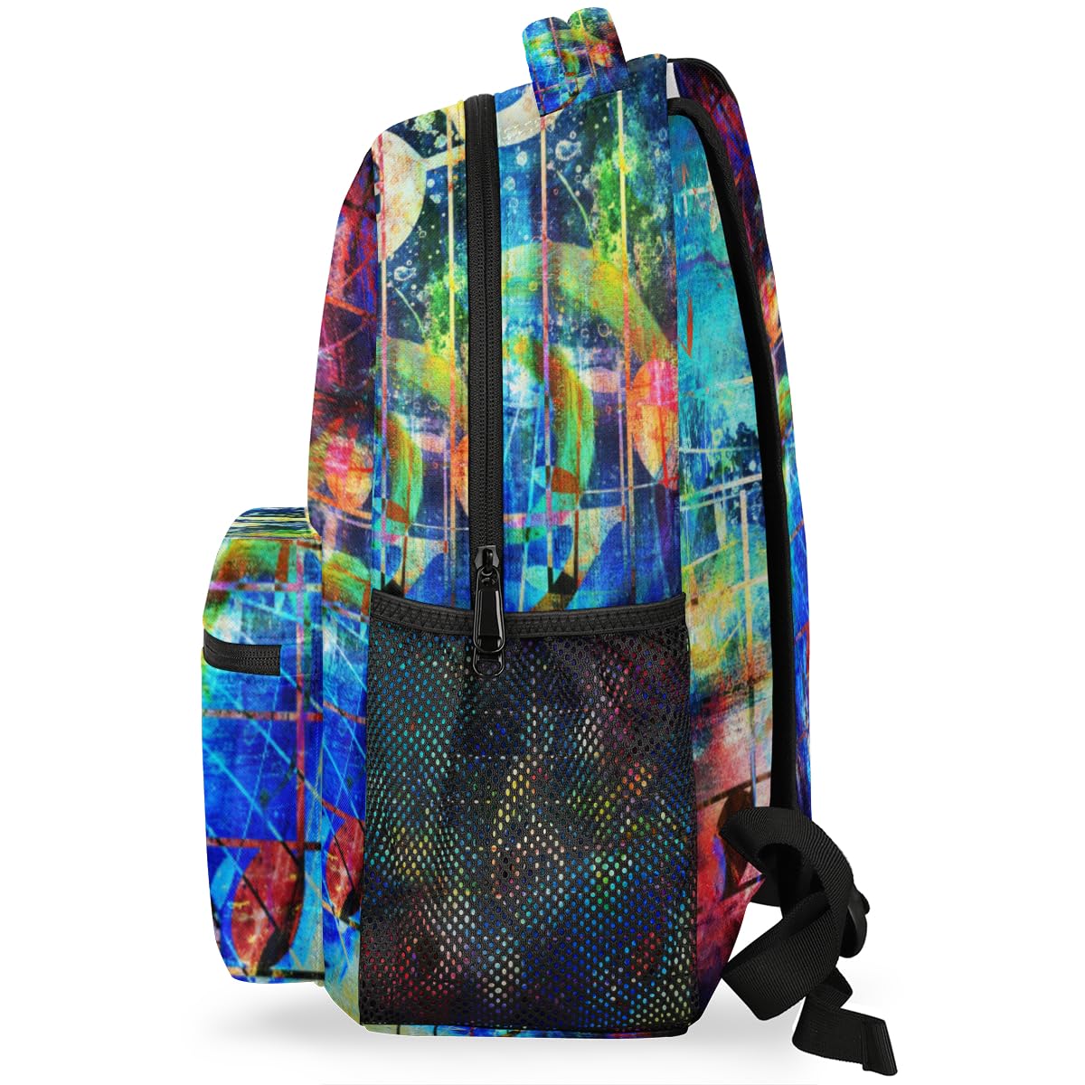 Abstrakter bunter Noten-Rucksack für Jungen, Mädchen, Männer, Frauen, Musiknoten-Rucksack, Schule, Büchertasche, Wandern, Reisen, Laptop, lässiger Tagesrucksack, farbig, Medium