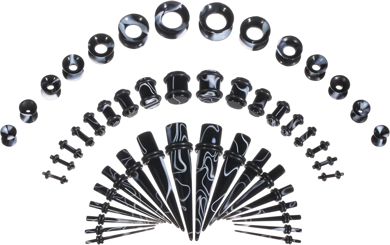Ear Stretching Kit - 50pcs 14G-00G Acrylic Ear Gauges & Plugs Expander Set for Body Piercing