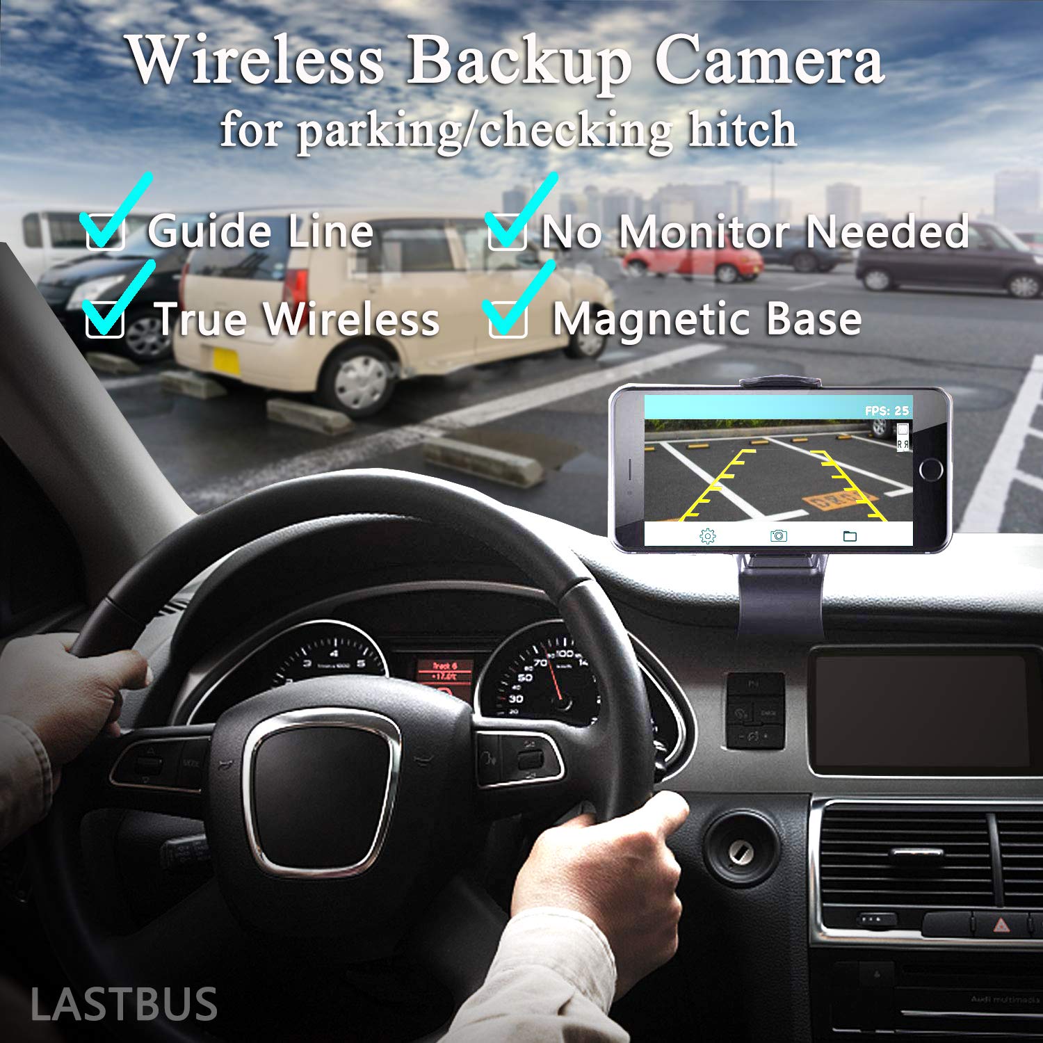 Wireless Backup Camera LASTBUS Rechargeable WiFi