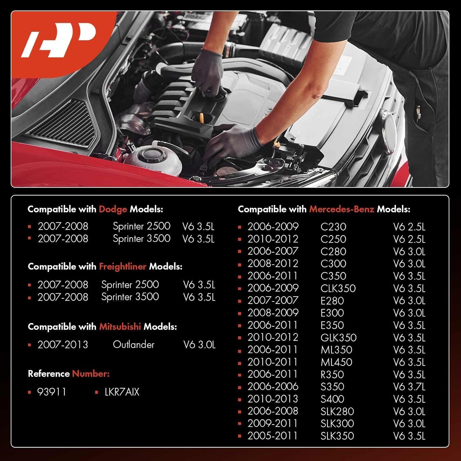 A-Premium Iridium Platinum Spark Plugs Compatible with Mercedes-Benz E280, E300, GLK350, ML350, ML450, S350, SLK280, SLK300, R350, C250 & Mitsubishi Outlander & Dodge & Freightliner, Pack of 6