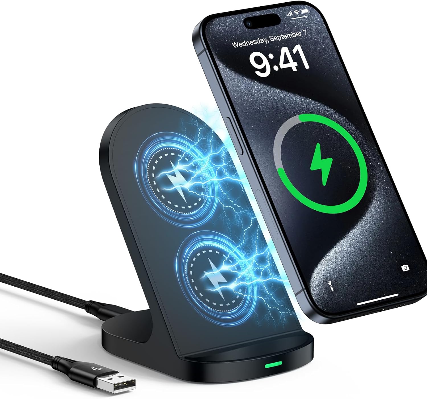 Wi-fi Charger, 15 W Qi Inductive Charging Station, Induction Charger, Wi-fi Charger, Cell Telephone Stand for Samsung Galaxy S24 Extremely/S23/S22/S21/Notice 21/20/10, Google Pixel 8/7/6/5, iPhone