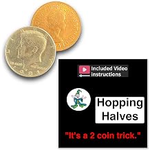 Teds Sterling Magic Hopping Halves Sun and Moon, Half Dollar and English Penny Coin Trick Non-expanded Shell