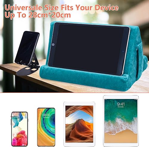 Miniatura 7 de 2pcs Multi-Angle Tablet Holder Cushion Stand with Net Pocket & Black Color Phone Stands Upgraded Tablet Pad Support for Phone,Pad,Books ( Lakeblue )