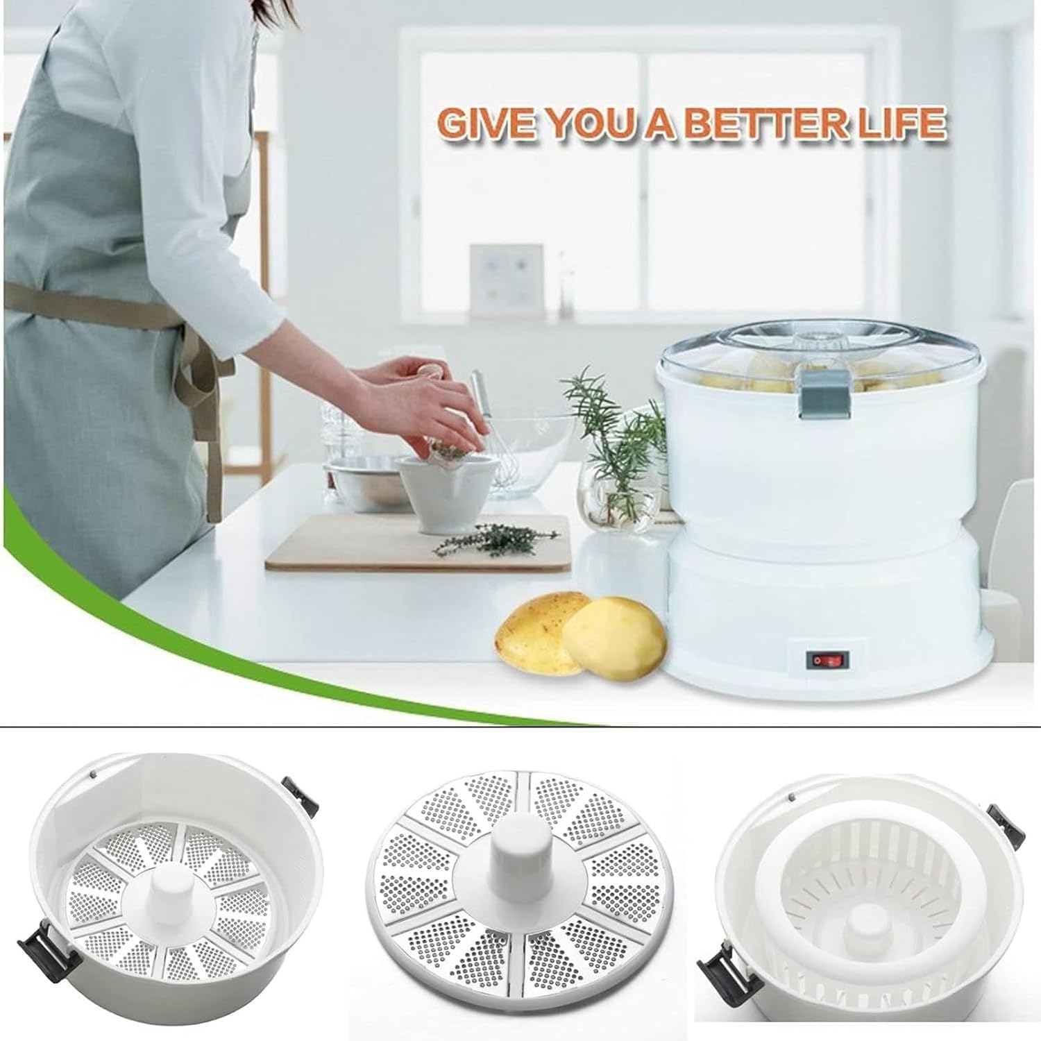 Pelador de verduras totalmente automático con función de deshidratación, fácil de limpiar, para uso doméstico y restaurante