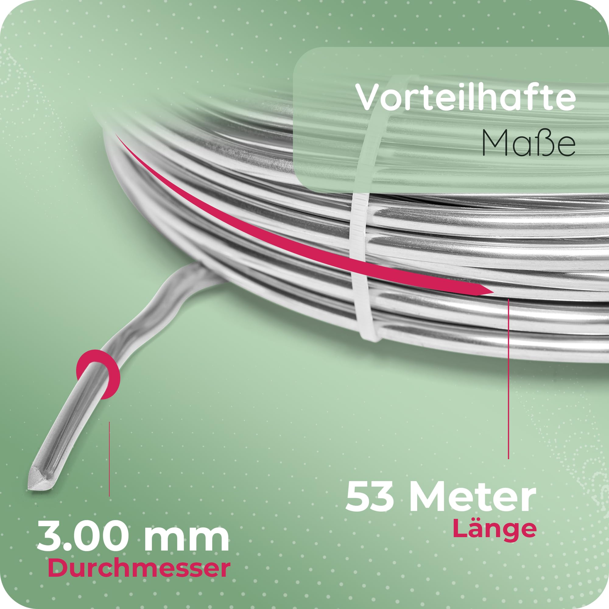 Novaliv 265 Meter Aluminiumdraht 3mm Silber, Basteldraht ideal als Biegedraht zum basteln, Vielseitig für DIY-Projekte und Dekorationen, 53m Rolle Dekodraht, Schmuckdraht, Blumendraht, Laternendraht