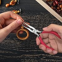 Vista 7 de Alicates de punta de aguja, 5 pulgadas, juego de alicates de punta de aguja, 2 unidades, alicates de punta de aguja pequeños, alicates de punta