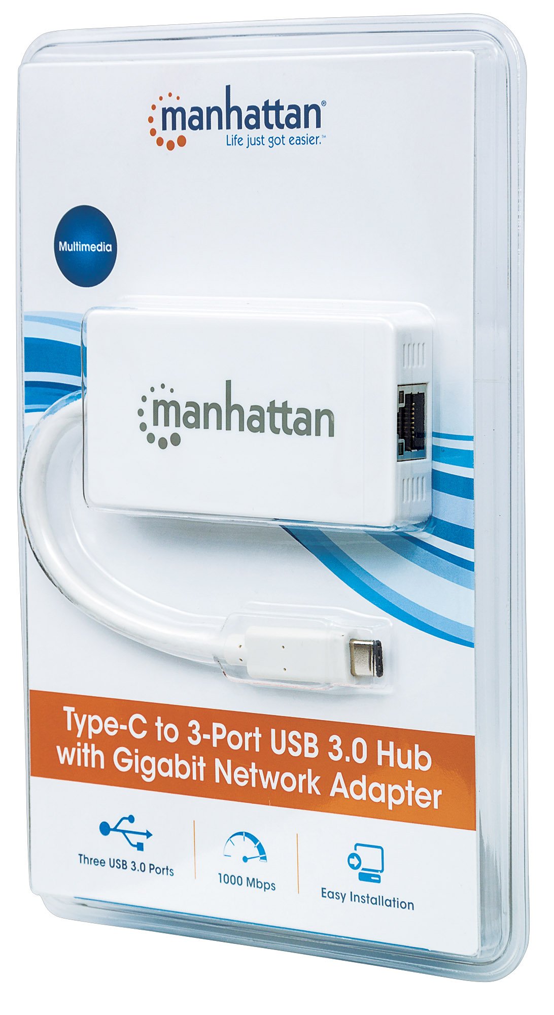 MANHATTAN USB TYP C AUF 3-PORT HUB MIT GIGABIT