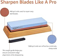 Vista 3 de Yaxa Basics Whetstone - Afilador de cuchillos de piedra húmeda de doble cara grano 400/1000 con antideslizante, 1 pieza, base de bambú, negro