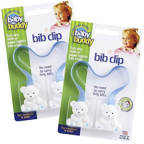 Baby Buddy El clip para babero convierte cualquier paño, toalla o servilleta de papel en baberos desechables instantáneos, accesorios de viaje,