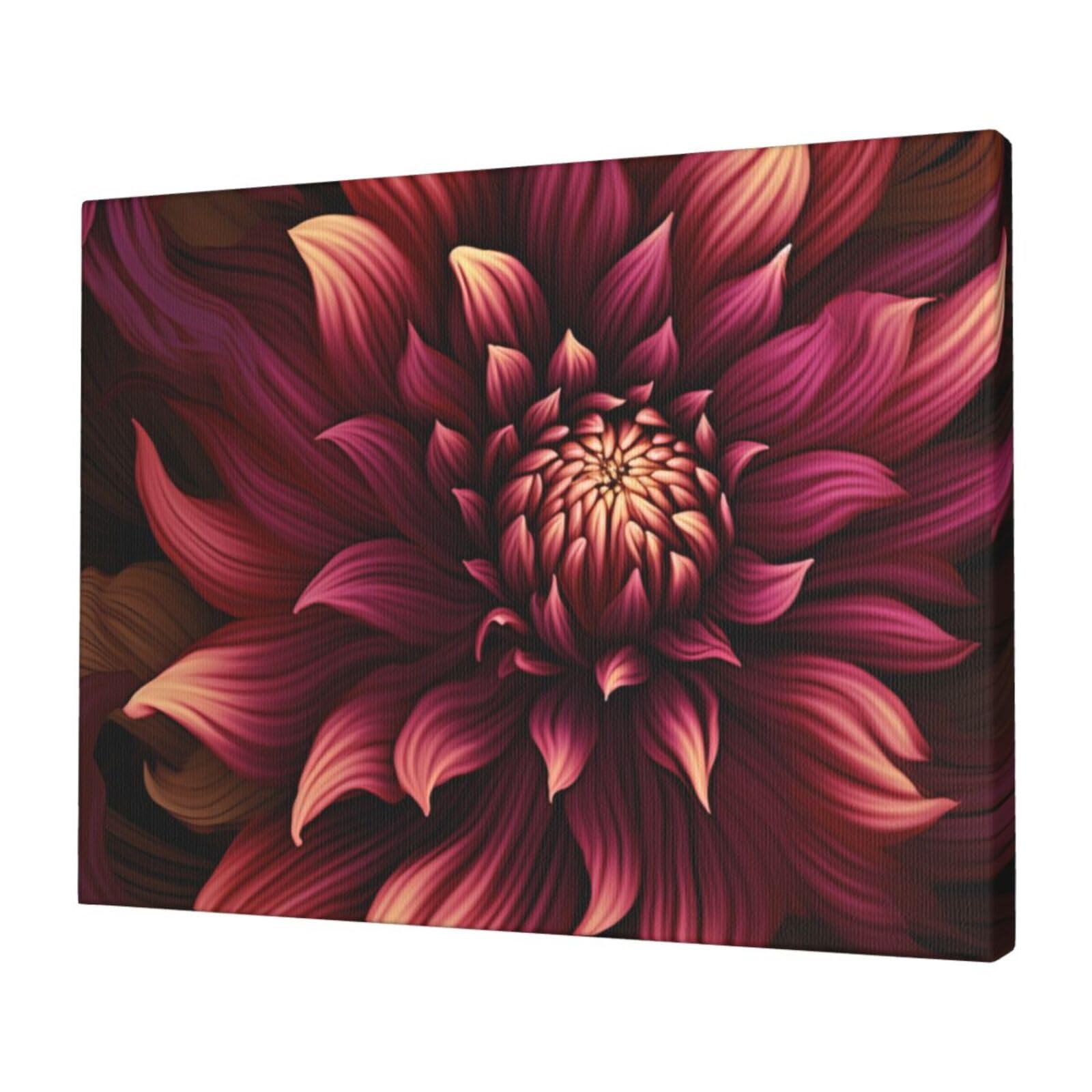 FodPand Canvas Wall Art for Living Room Wall Decor 12"x16" Modern Artwork Painting Pictures Hanging Canvas Prints Wine Red Artistic Flower Aesthetic Wall Art for Bedroom Bathroom Office Wallart Decor