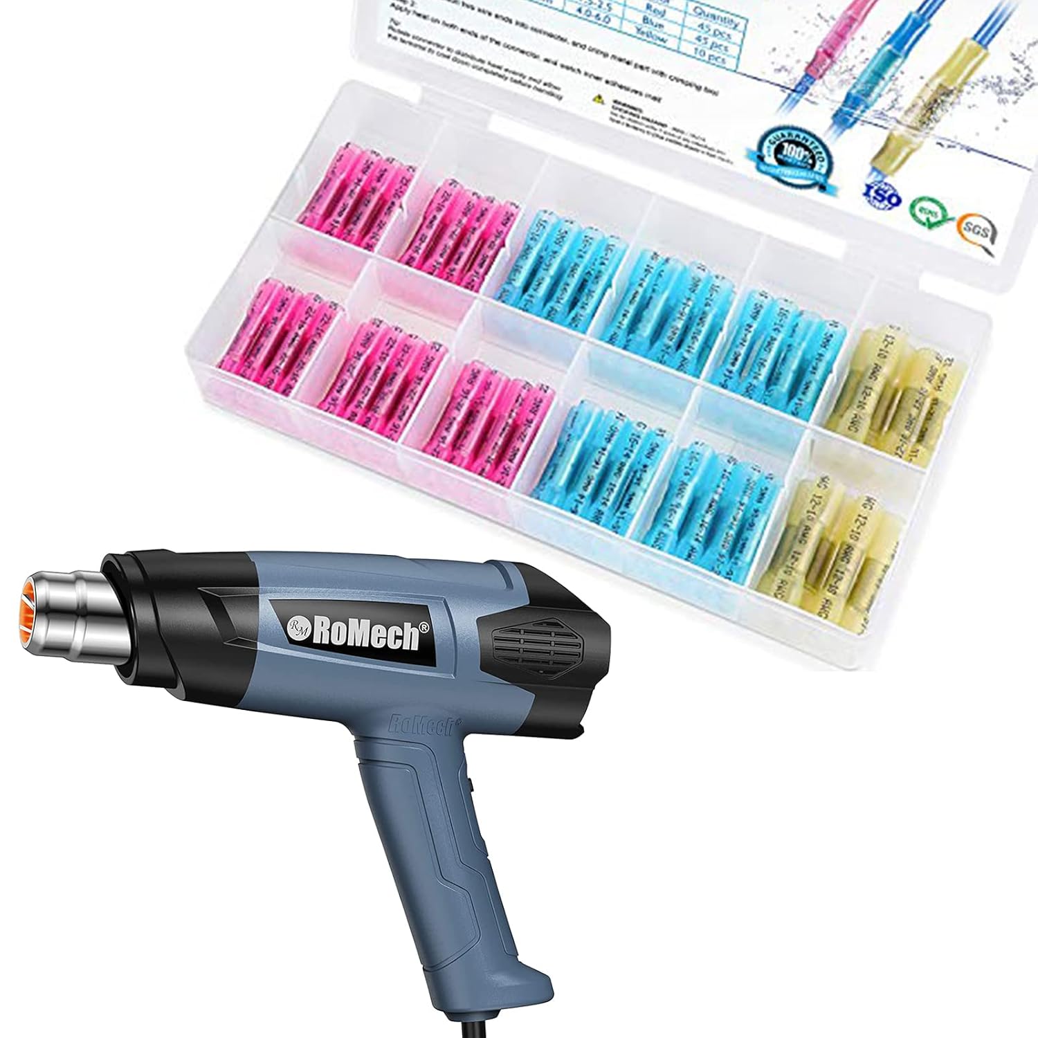 TICONN 100pcs Heat Shrink Butt Connectors Kit+Heat Gun 1500W Variable Temperature Control