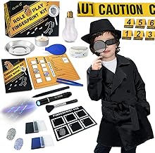 UNGLINGA Kit de espía Detective de niños - Boligrafo Tinta Invisible Huella Dactilar Disfraz Juego de Roles de Vestir Juguetes de Ciencia Stem Regalos de Cumpleaños para Niños y Niñas