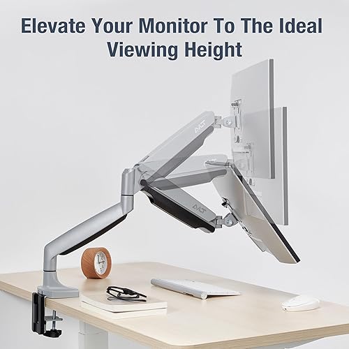 Miniatura 7 de AVLT Soporte de escritorio de brazo para monitor de 13 a 34 pulgadas para un monitor plano, curvoultraancho, altura de movimiento completo, rotación
