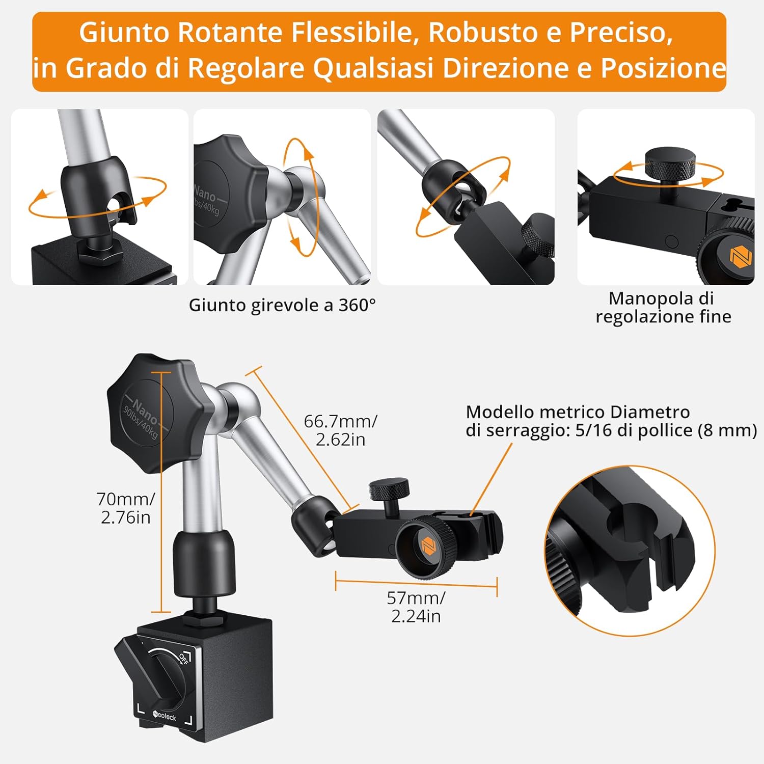 Neoteck 1" Digital Indicator + 90lbs/40kg Magnetic Base Stand