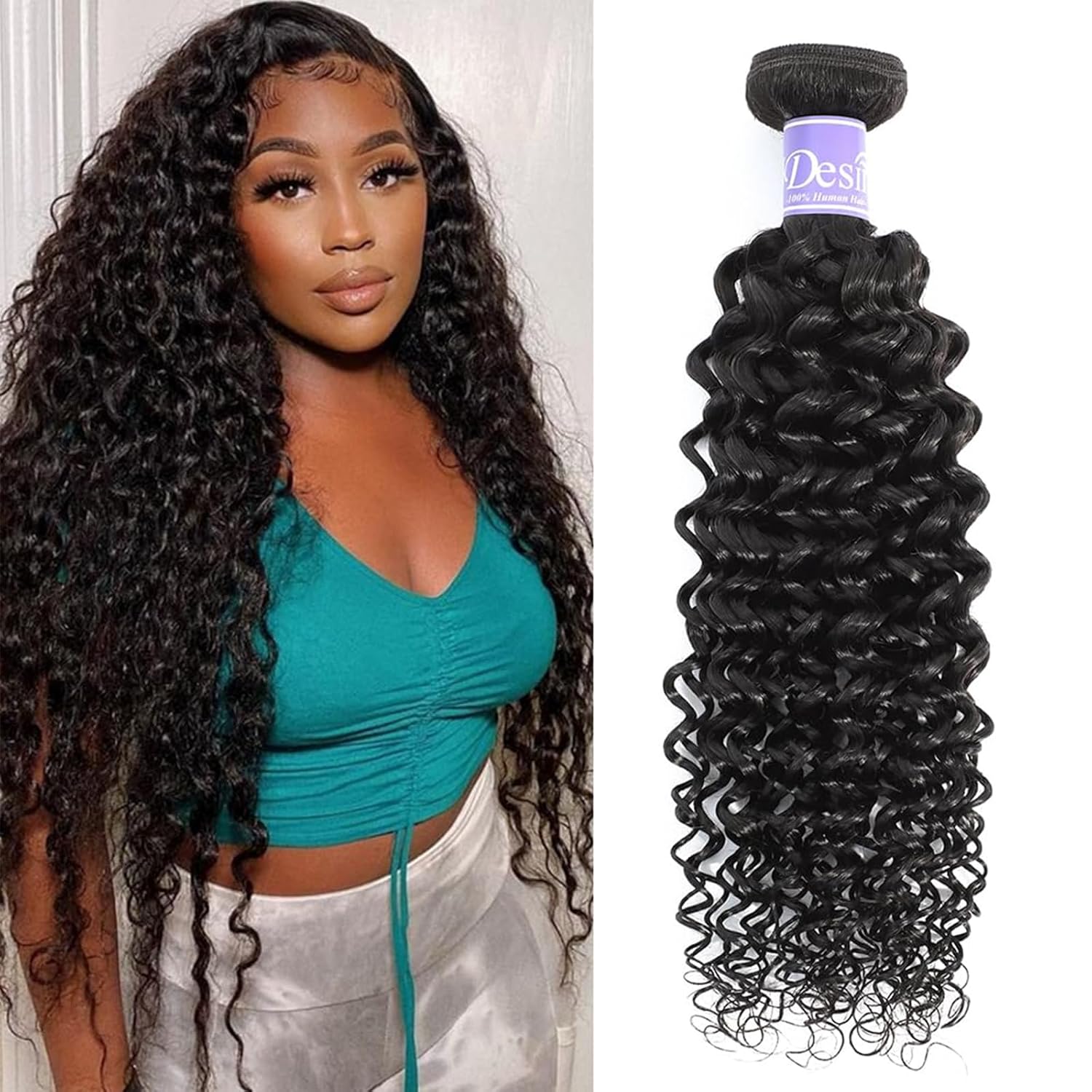 16A Curly Bundles Human Hair 1 Bundle 24 inch 100% Unprocessed Virgin Curly Human Hair Bundles Natural Black Color