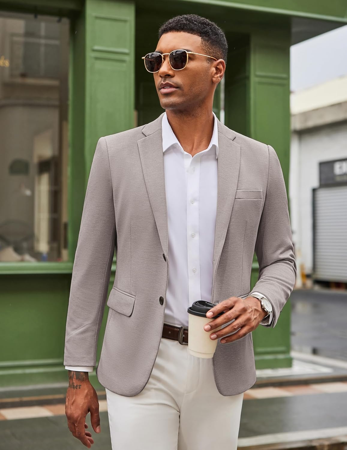 COOFANDY Mens Casual Blazer Knit Sport Coat Lightweight Two Button Suit Jacket - Image 5