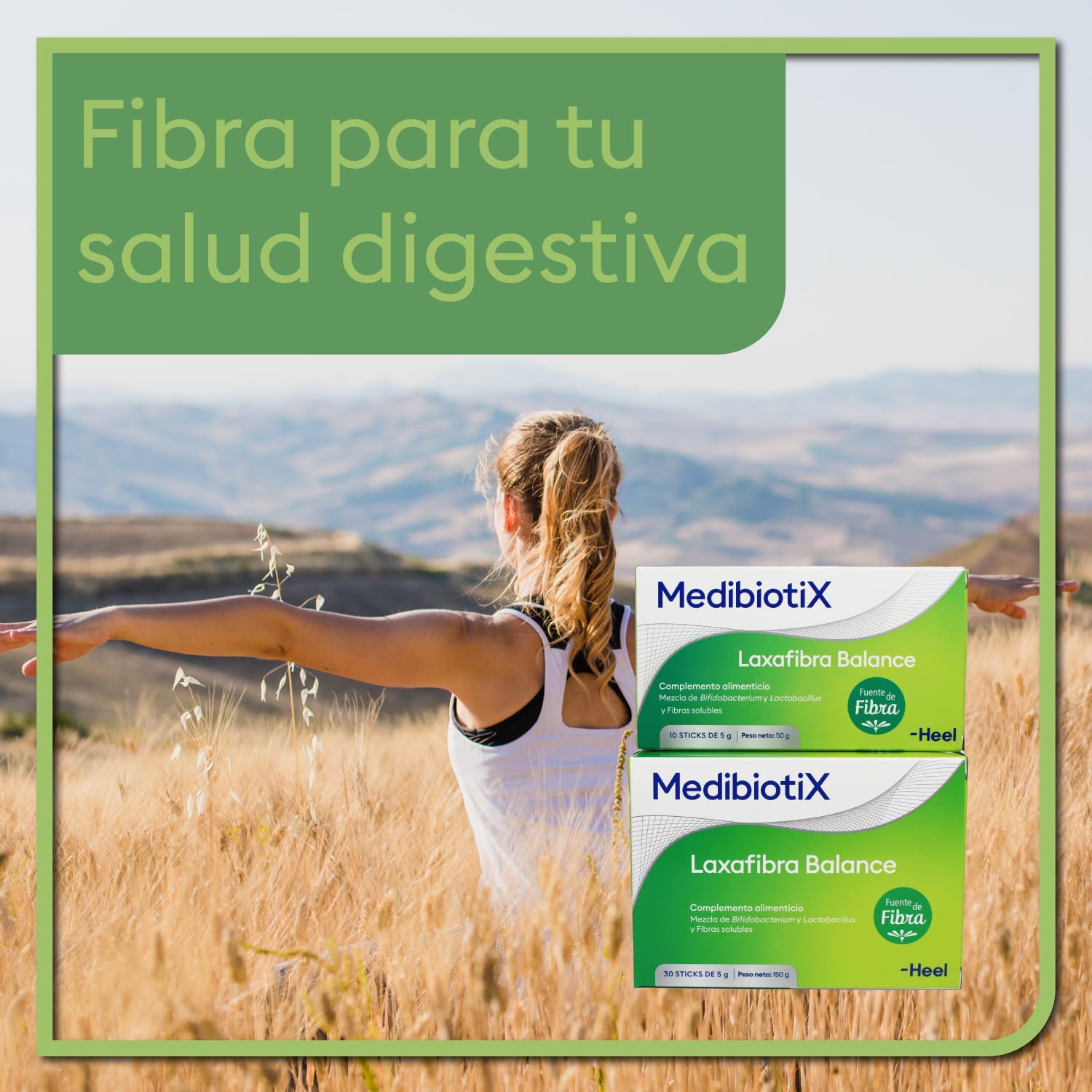 MedibiotiX - Laxafibra Balance, Complemento Alimenticio con Prebióticos, Probióticos y Fibras Naturales, Mejora el Tránsito Intestinal y la Regularidad Intestinal - 30 Sticks (30)