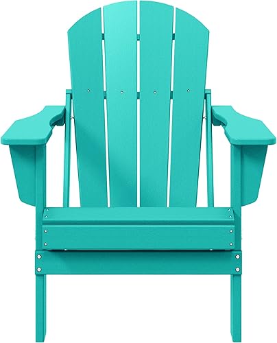 WestinTrends Malibu HDPE - Silla plegable de polietileno Adirondack para patio al aire libre, color turquesa