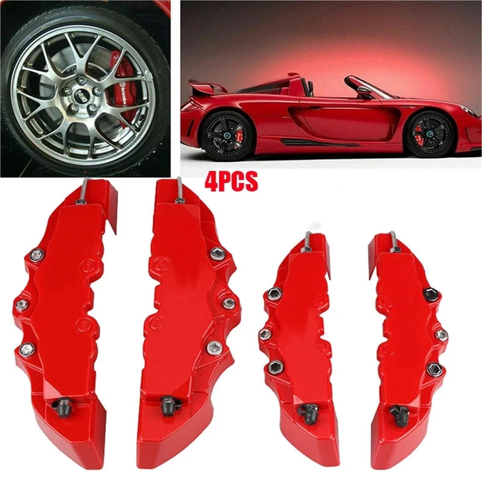 Osłona Zacisku Hamulca Tarczowego 4 sztuki osłon zacisków hamulcowych 3D z przodu i tyłu M+S Racing tworzywa sztucznego, ozdoba piasty koła, części samochodowe Osłona zacisku hamulcowego
