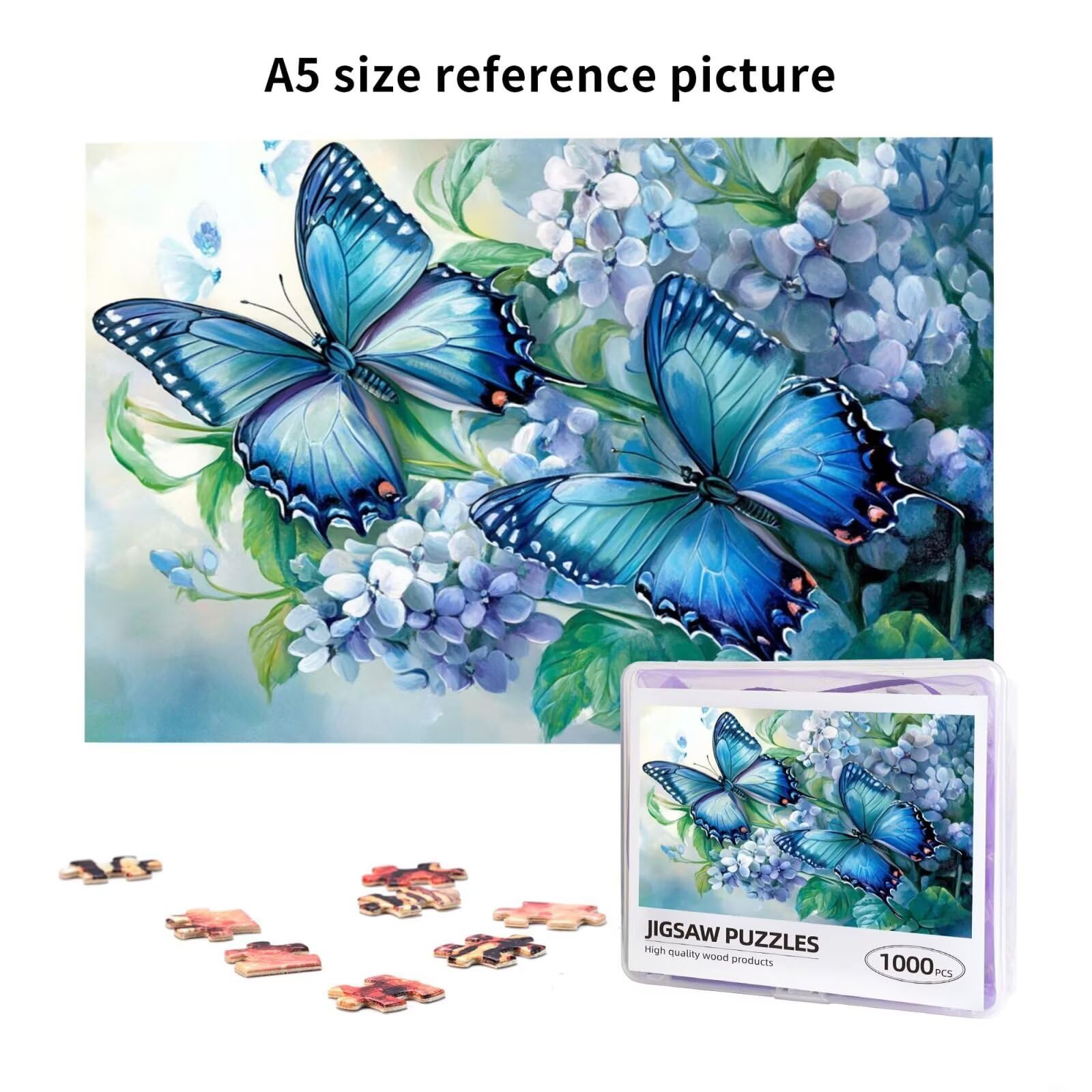 Puzzle 3000 Teile, Puzzle Erwachsene, Holzpuzzle Schmetterling Impossible Jigsaw, Clevere Rätsel, HD Farbe Jigsaw mit Geschenkbox Verpackung for Room Decor, Geschenke für Frauen Blume 122x81cm p-1919