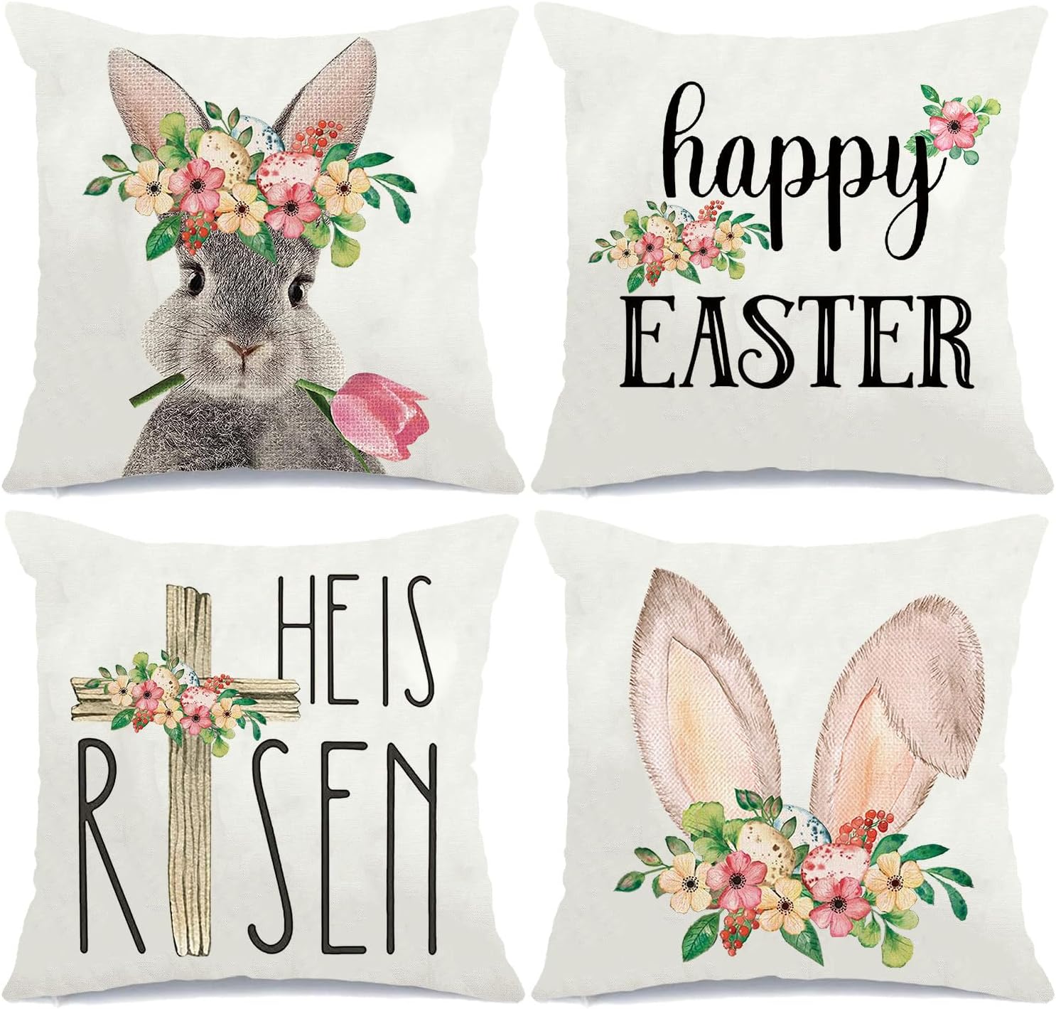 YIRHYZC Easter Pillow Covers 18x18 Happy Easter He is