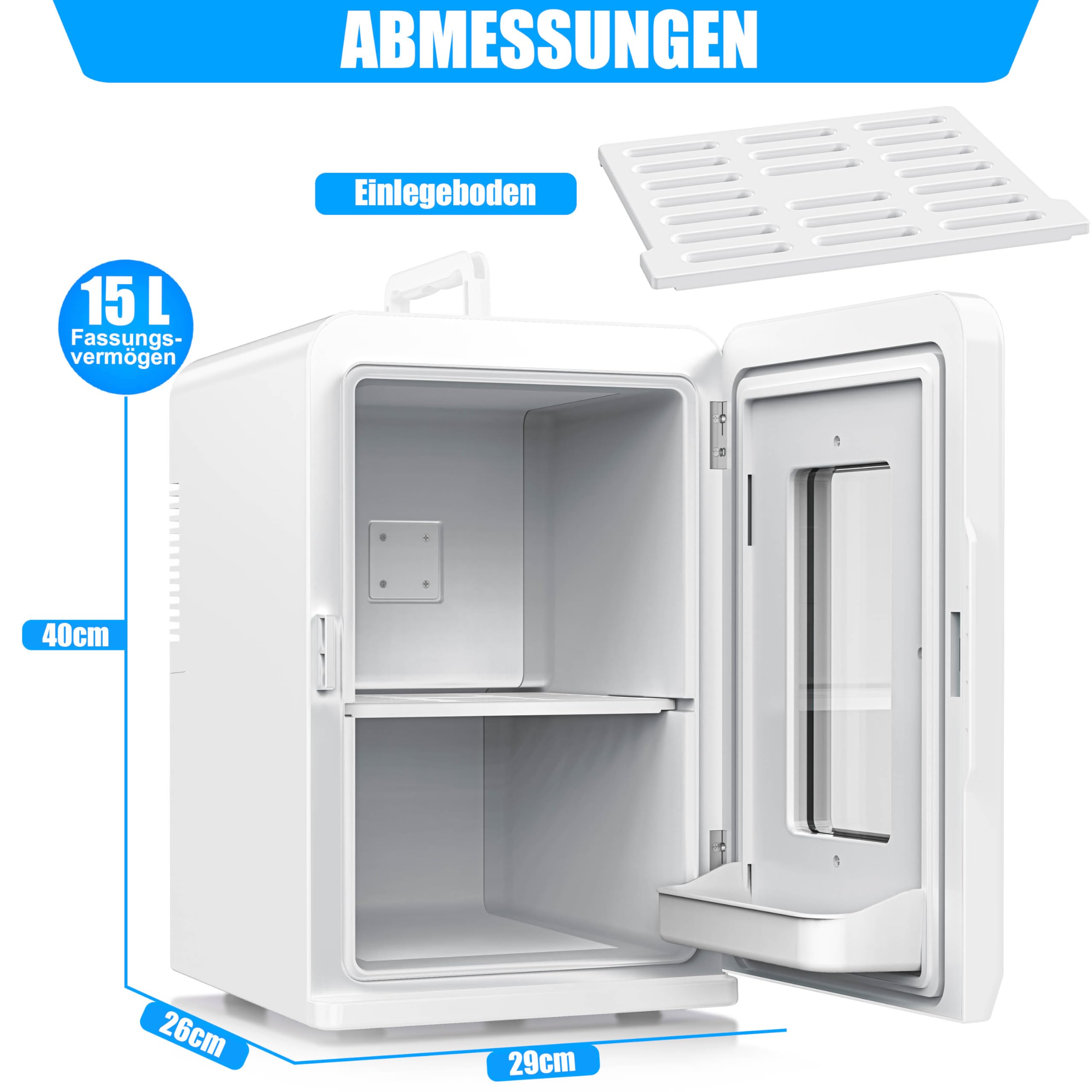 KESSER® 2in1 mini frigo box 15 litri funzione raffreddamento e riscaldamento portatile AC DC 220-240V/12V presa e accendisigari scalda sigaretta mini box termico auto ufficio, bianco