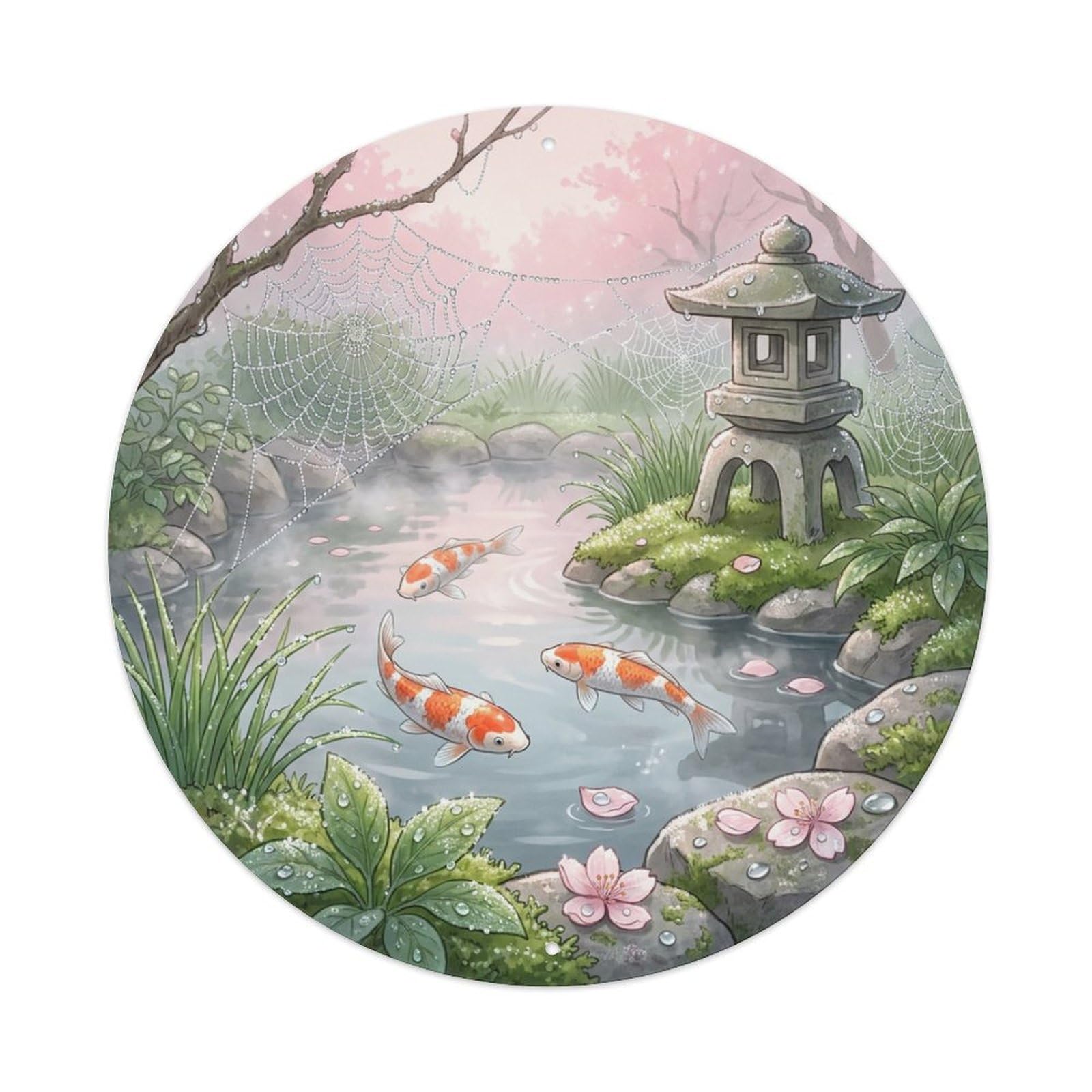 Tgrcjimh Style Metal Tin Sign Japanese Koi Fish Dew Morning Fresh Sparkle