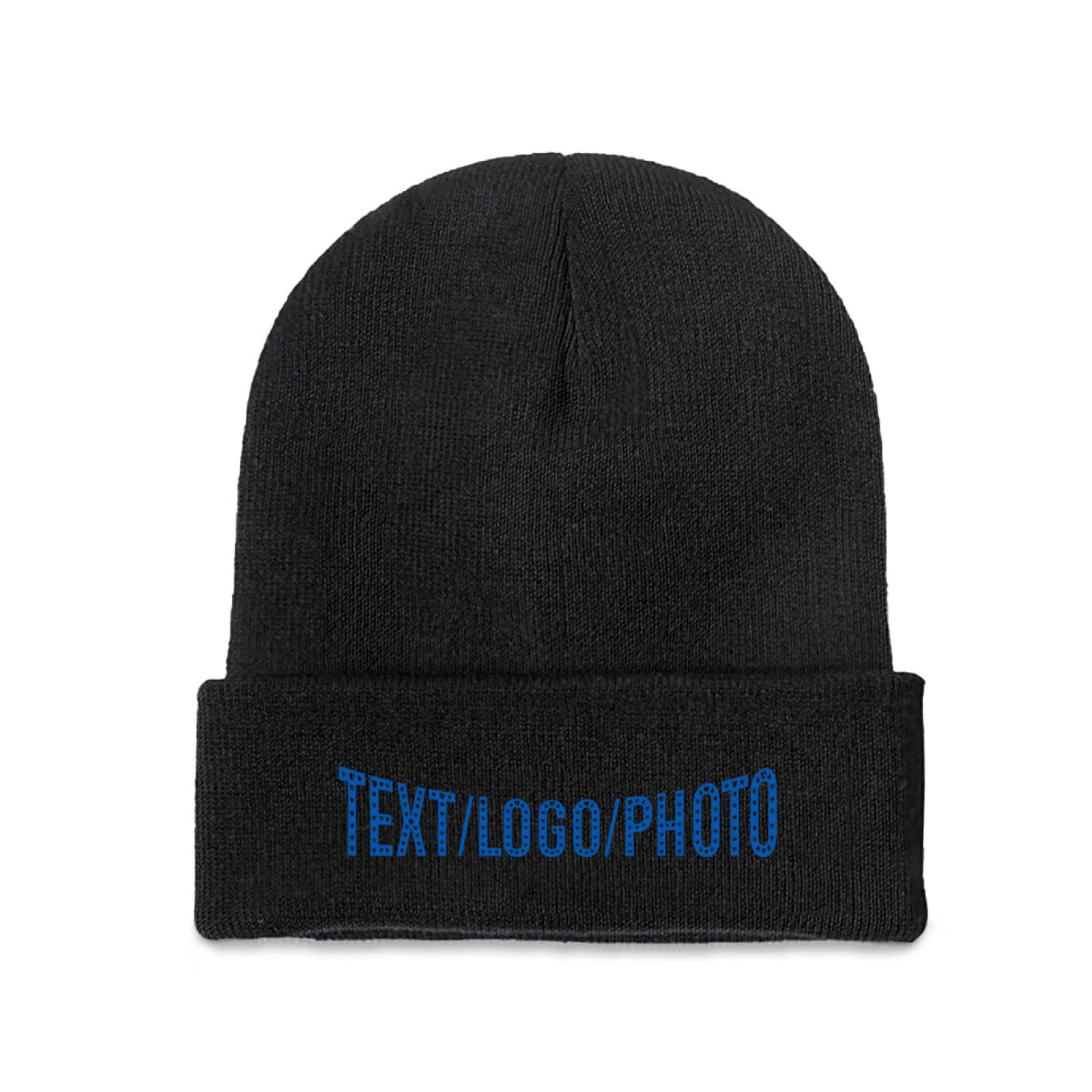 Miujonvy Unisex Black Custom Beanie Hat For Men Women Custom Logo Cuffed Beanie Hat