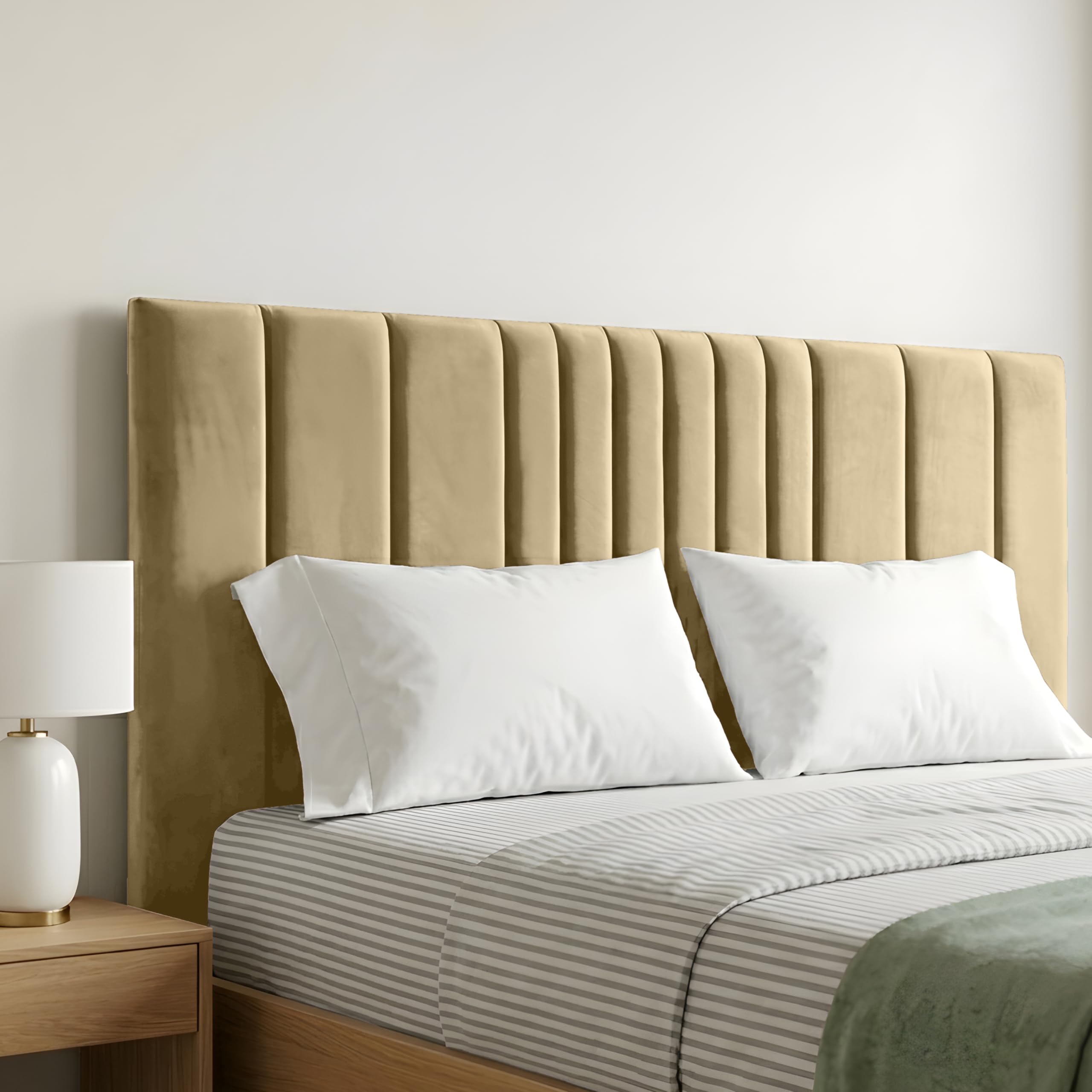 BEDELUNA Headboards for Bed - 24” Manhattan Plush Fabric Headboard - Elegant Divan Bed Thick Padding Bed Headboards, Luxury Bedroom & Hotel Furniture