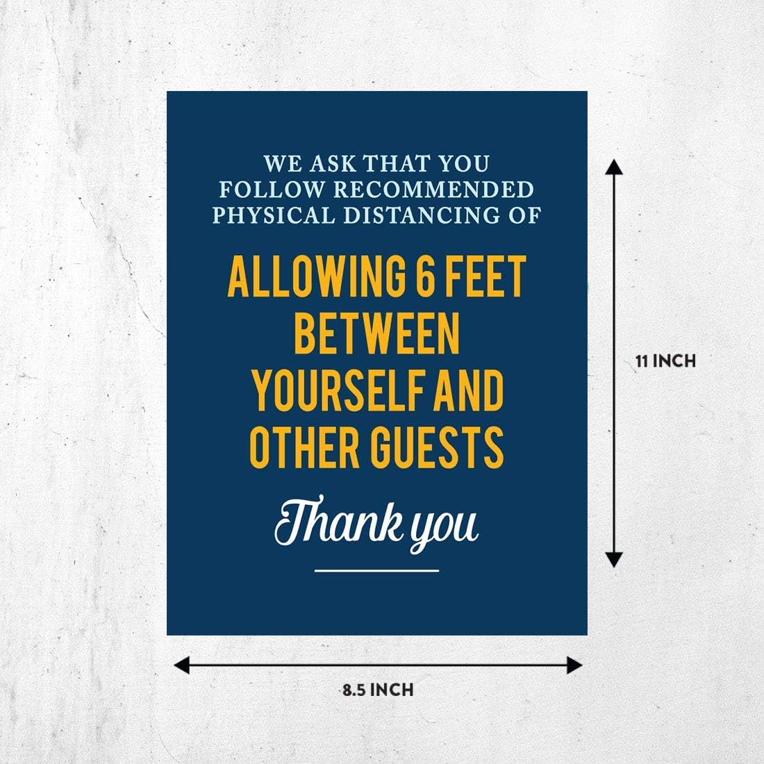Andaz Press Social Distancing Restaurant Office Seat Placement We Ask That You Allow 6 Feet Between Yourself & Other Guests Business Signs, 10-Pack 8.5" x 11" Labels, Vinyl Sticker Decals