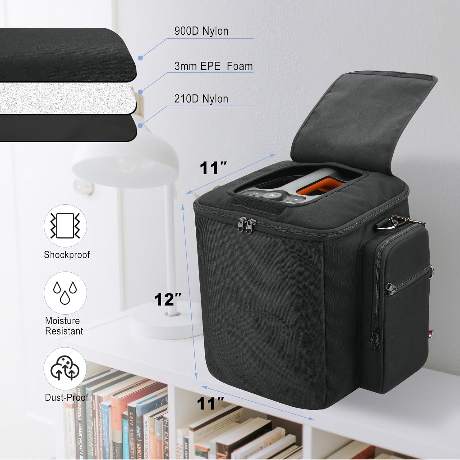 TXEsign Travel Carrying Case for JBL Partybox Encore Essential, Carrier Storage Bag with Accessory Pockets Adjustable Shoulder Strap for JBL PartyBox Encore Essential - Image 6