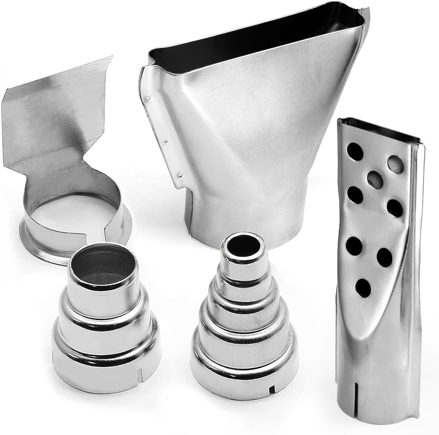 4 Pcs Heat Gun Nozzles Kit, Stainless Steel Reflector Heat Resisting Nozzles Gun Accessory Replacement for Hot Air Gun Soldering Station Nozzle Tool