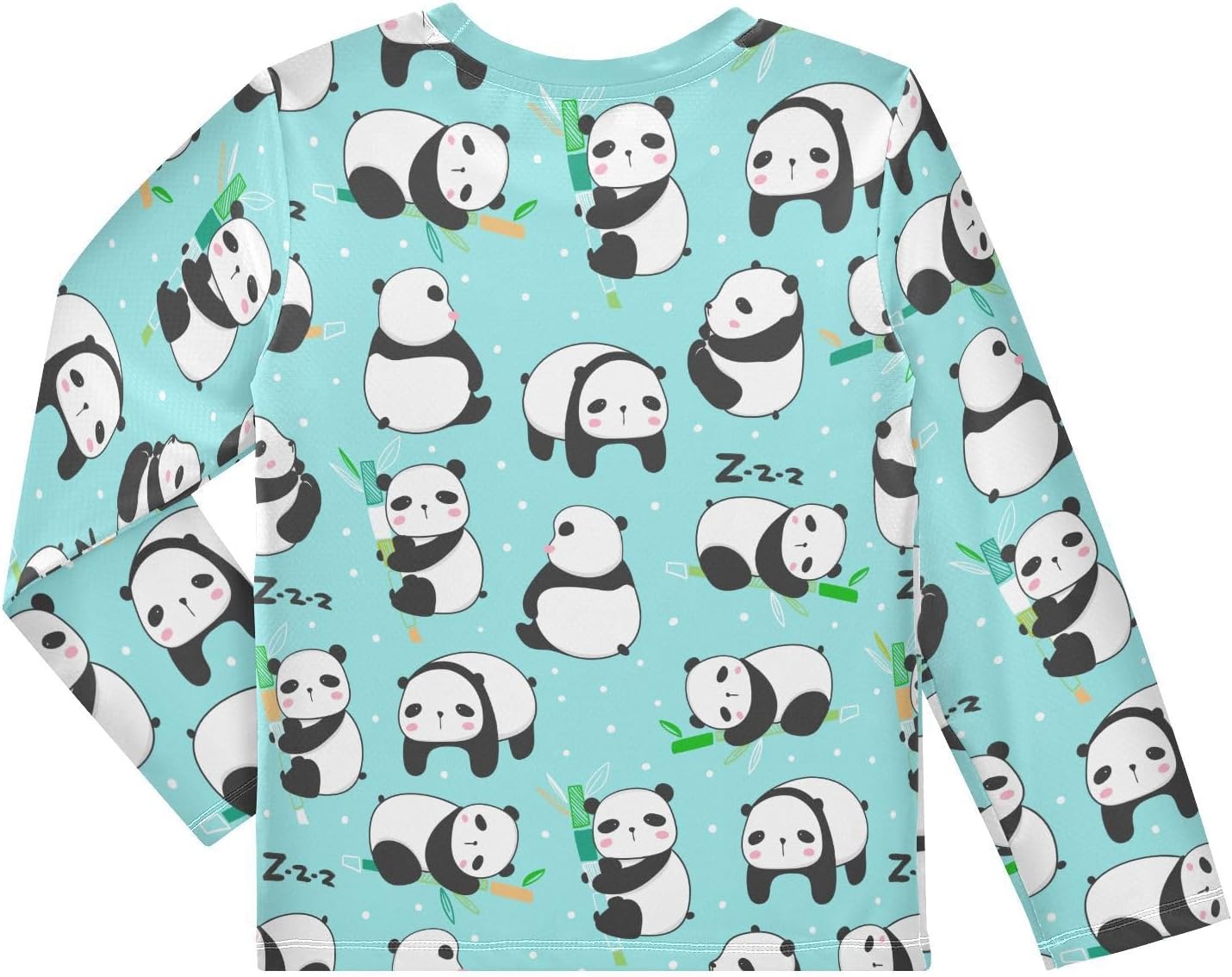 CaTaKu Panda Bears Cute Blue Boys Rash Guard Long Sleeve Boys Swim Shirts UPF 50+ Fishing Shirts for Boys Girls 7-8T